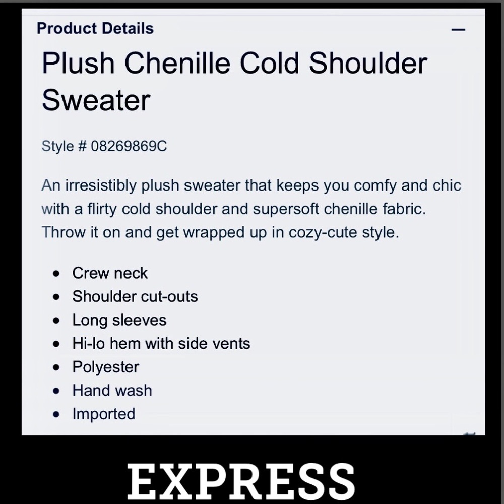 EXPRESS Plush Chenille Cold Shoulder Sweater - Picture 8 of 8